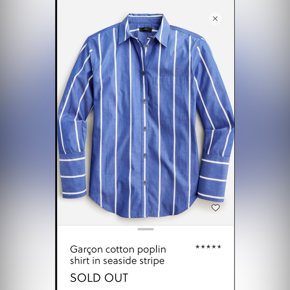 J Crew - NWT - Size 14 Blue Striped Cotton Poplin Shirt